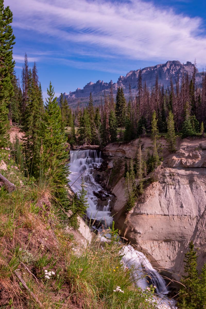 Brooks Creek Falls with Pinnacles Wyoming