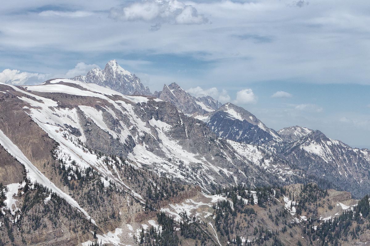 Grand Teton from Rendezvous Mountain summit Wyoming