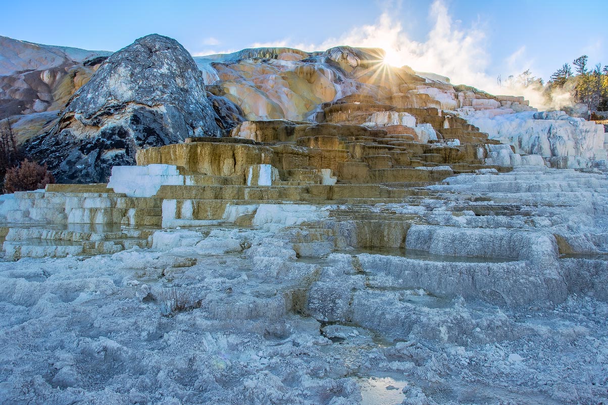 Devil's Thumb and Palette Spring Mammoth Hot Springs Yellowstone Wyoming