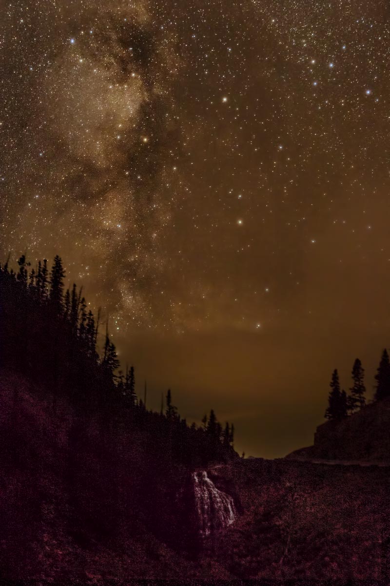 Rustic Falls Milky Way Yellowstone Wyoming