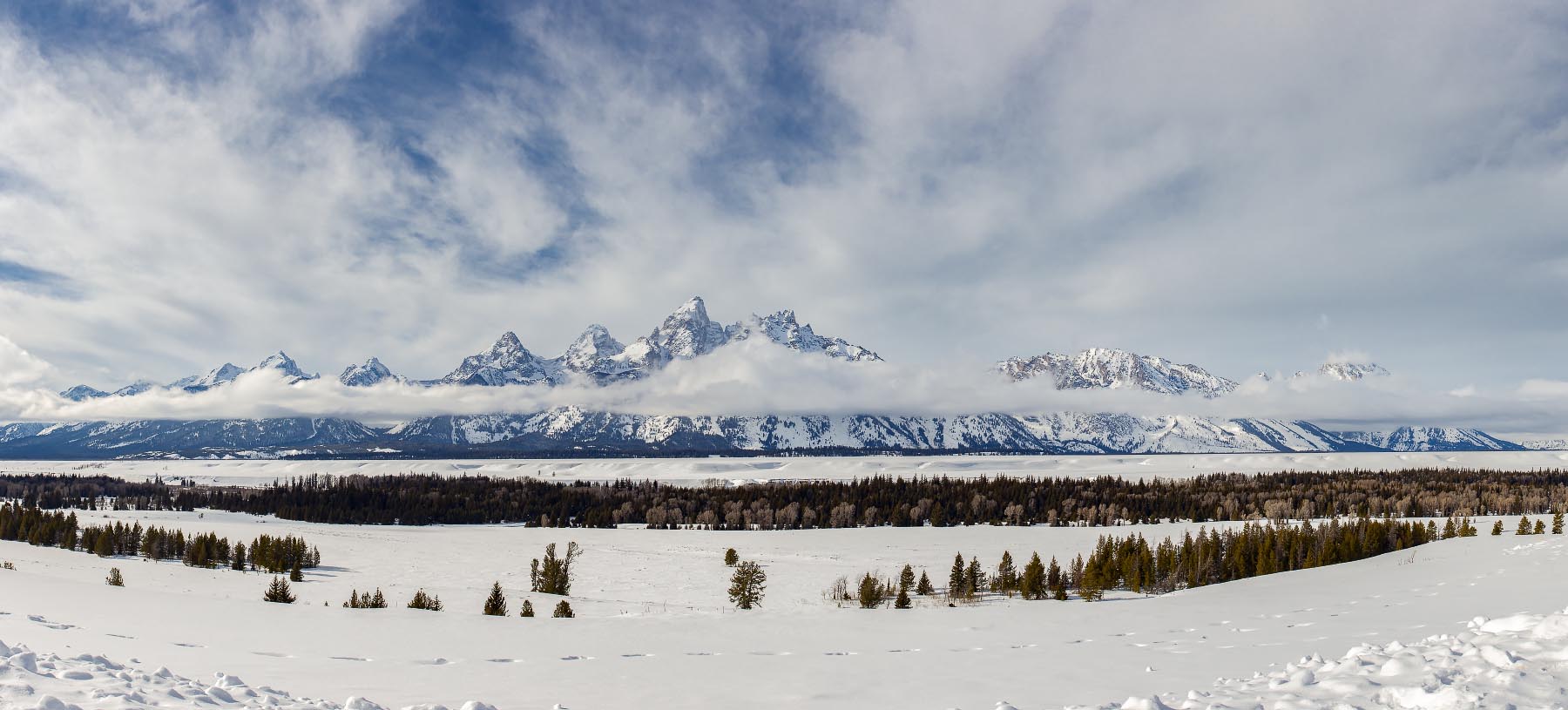 Grand Teton National Park Wyoming winter pano