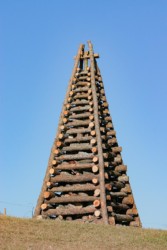 "Traditional" 4-pole bonfire. Louisiana Christmas Eve Bonfires
