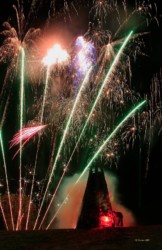 After determining the conditions to be safe, officials call for everyone to light the bonfires at 7 p.m. This group had a fireworks display to coincide with the lighting of their bonfire. Louisiana Christmas Eve Bonfires fireworks