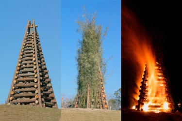 Bonfire montage. Louisiana Christmas Eve Bonfires